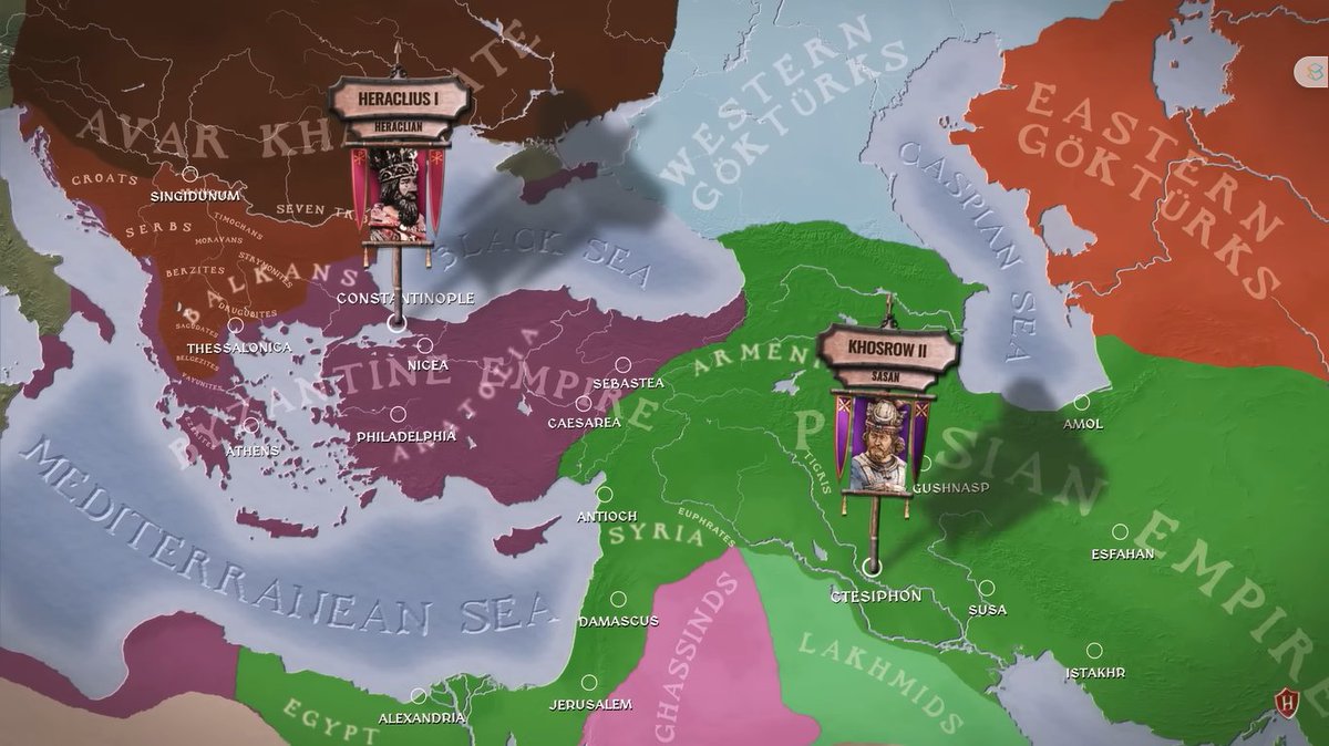 SerenoRosa1's tweet image. Guerra Romano-Persa Sasánida (602-628 d.C)

Considerada por muchos como la "última gran guerra de la antigüedad" donde las super potencias de Roma y Persia se fueron a una guerra ultra destructiva durante casi 30 años con nefastas consecuencias que aun vivimos en la actualidad.