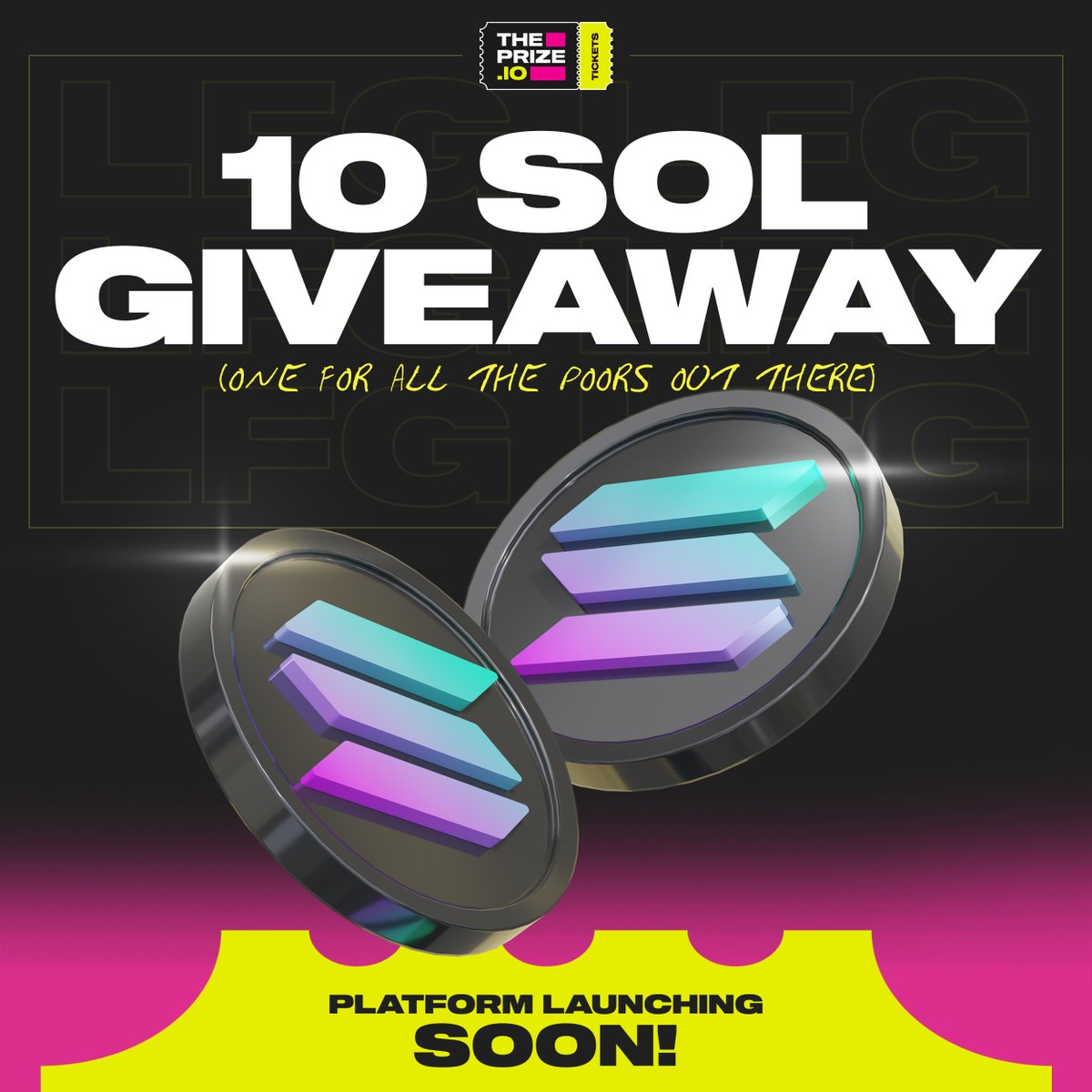 LISTEN UP, PUNKS!

In anticipation of our platform launch, we’re giving away 10 SOL to one lucky degenerate.

The best part? It’s completely free to enter.

Simply drop a follow and comment your SOL wallet below 👇

Winner announced in our TG—exact time and date TBA.

GL!