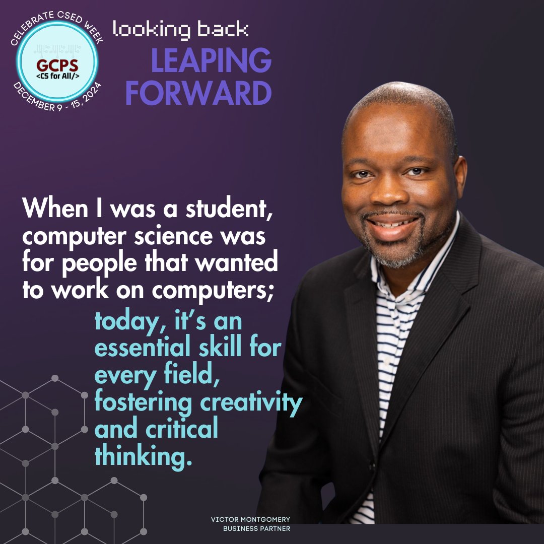 GwinnettSchools's tweet image. It’s #CSEdWeek! Computer Science shapes the future by empowering today’s learners to solve tomorrow’s problems. With the theme #LookingBackLeapingForward, we celebrate the voices of teachers, students, and industry partners who make it possible.