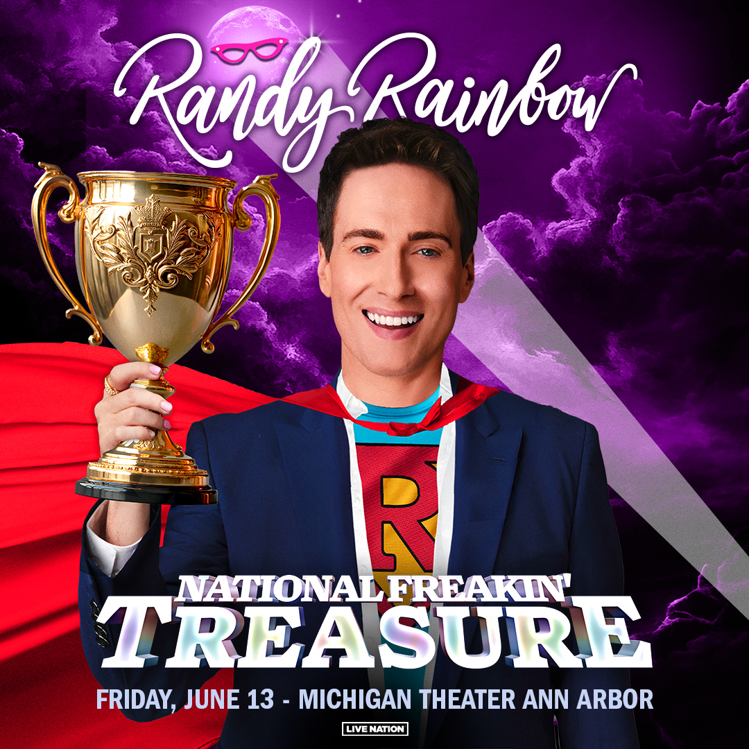 MarqueeArtsA2's tweet image. Pre-sale is about to begin for the @RandyRainbow National Freakin' Treasure tour at The Michigan Theater on June 13, 2025!

Use code BRAINS for first access to tickets. 
🎟️ ow.ly/AUFv50Uozr7