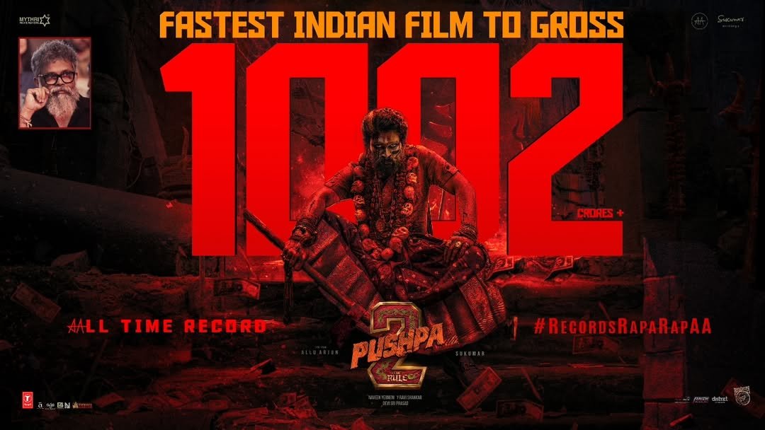 FilmyStudios's tweet photo. Pushpa 2: The Rule storms past ₹1000 crore! 🔥💰 The box office bows to the fire of Allu Arjun's dominance! 🌟👑 #PUSHPA2HitsFastest1000Cr #BoxOfficeKing  #Pushpa2 https://t.co/u4WEwTC0NZ