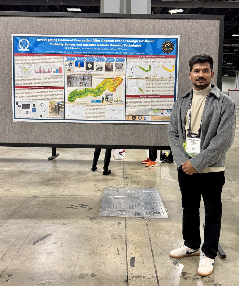Sahil Kaushal (@kaushal1828) on Twitter photo Excited to share my poster <a href="/theAGU/">AGU (American Geophysical Union)</a>
NH31F-2171: Investigating Sediment Evacuation After Chamoli Event Through IoT-Based Turbidity Sensors & Satellite Remote Sensing.
📅 Board 2171, Hall B-C (Poster Hall)
Hope to see you there!
#AGU24 Excited to share my poster <a href="/theAGU/">AGU (American Geophysical Union)</a>
NH31F-2171: Investigating Sediment Evacuation After Chamoli Event Through IoT-Based Turbidity Sensors & Satellite Remote Sensing.
📅 Board 2171, Hall B-C (Poster Hall)
Hope to see you there!
#AGU24