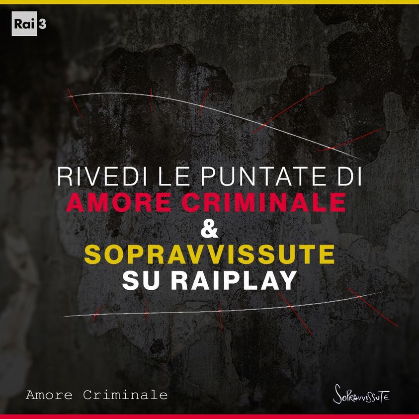 Grazie di cuore per averci seguito ieri sera. Grazie di tutti i vostri messaggi. Appuntamento alla prossima settimana.  

Le puntate andate in onda ieri sera sono disponibili su RaiPlay. 
#AmoreCriminale 👉 bit.ly/4fekA9m 
#Sopravvissute 👉 bit.ly/3D76vxf