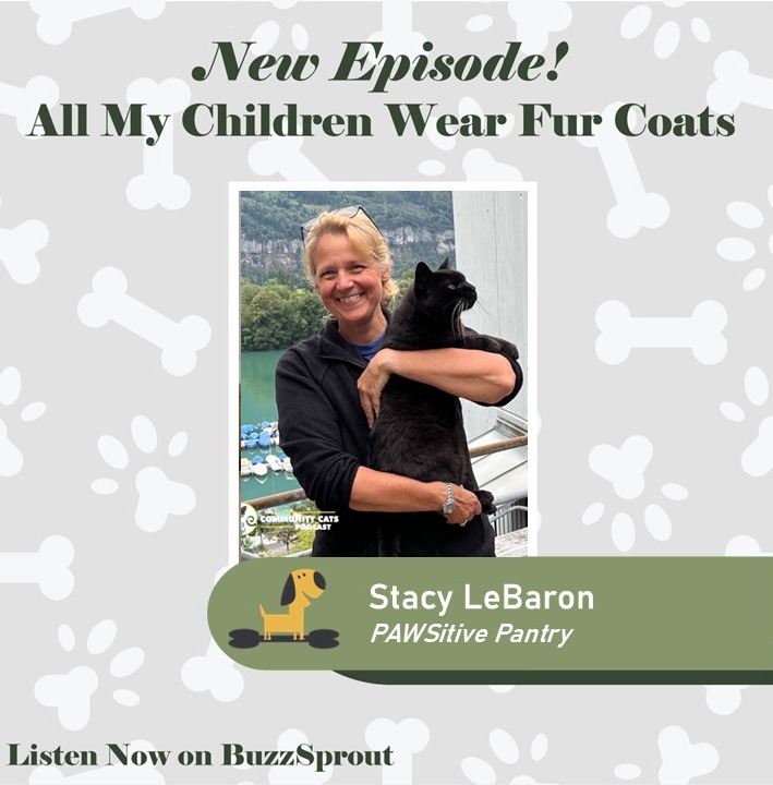 ACT4Pets's tweet photo. In this episode of All My Children Wear Fur Coats, we met up with Stacy LeBaron, President and Chief Feline Officer of PAWSitive Pantry. PAWSitive Pantry supports families in need by providing access to pet food during challenging times.

Link to listen: https://t.co/q5ye2QmAC6 https://t.co/RFbFO5Pmpz
