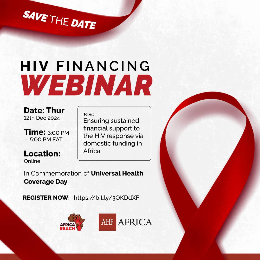 ahfugandacares's tweet photo. 💔 Did you know that every day, 
700 adolescents contract HIV? 
Let’s secure the future of HIV care with innovative financing. 
Be part of the solution &amp; join the conversation

📅 12th Dec 2024
🕒 3–5 PM EAT
📲 Register now: https://t.co/Z1yZwbOrDV

 #HealthEquity
 #HIVFinancing https://t.co/BdNBiNqhLD