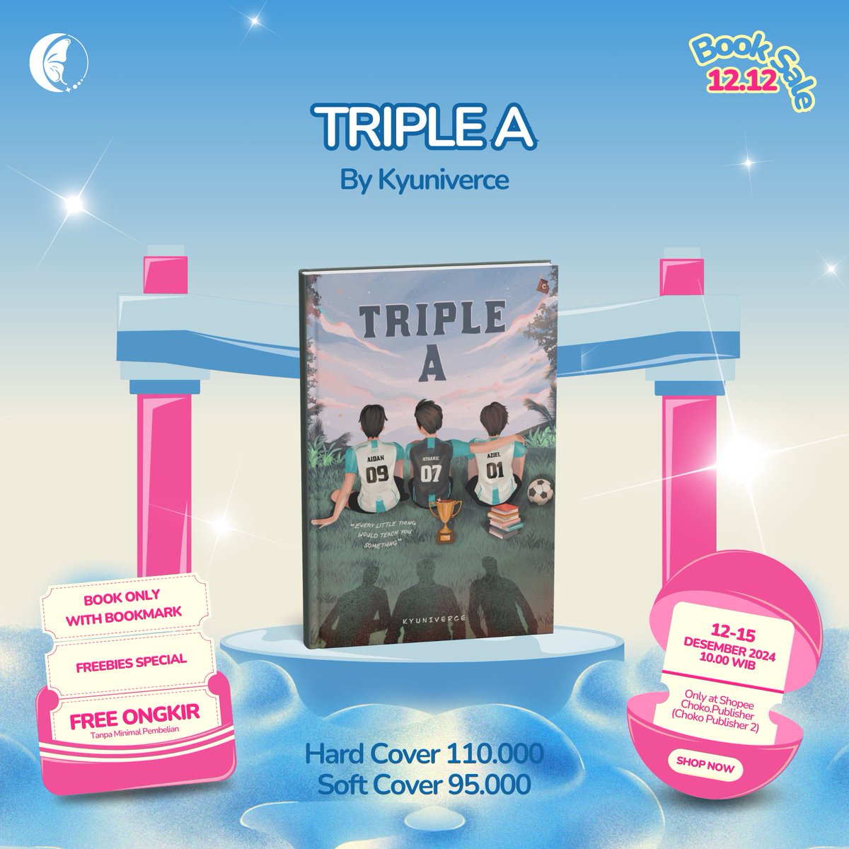 ChokoPublisher's tweet photo. [ SPECIAL SALE 12.12 BY CHOKO PUBLISHER ]

🎉 DISKON HINGGA 60% 🎉
🗓️ 12 s/d 15 Desember 2024
🕙 10.00 WIB

• Triple A by @kyuniverce 
• 7 Doctors Life by @Acellibe0 
• Gibran &amp; Arsa by @feyrecia 
• Friends to Lovers by @padileuw https://t.co/Loy7DB2bEL