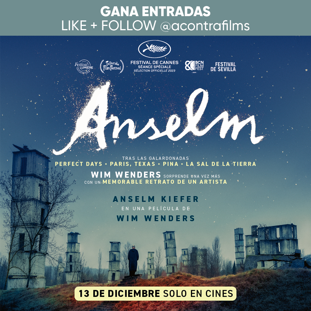 acontrafilms's tweet photo. 🎁¡Sorteamos 3 entradas dobles para #ANSELM!🎁
Disfruta gratis de la nueva película de WIM WENDERS

¿Quieres una? Sólo tienes que:
- Dar LIKE a esta publicación ❤️
- Hacer RT 🔄️
- Seguir a @acontrafilms ⭐

Tienes hasta el 13 de diciembre a las 12h ⏰ https://t.co/XGt8Mm1sfM