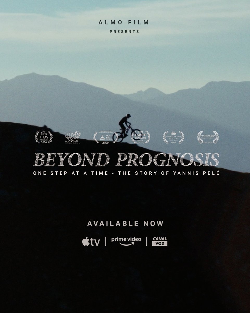 BEYOND PROGNOSIS, <a href="/Almofilm/">Almo</a>'s latest documentary co-directed by Silvalex &amp; Morgan Le Faucheur, is now available on all major VOD platforms.   
📺 WATCH it on <a href="/AppleTV/">Apple TV</a>, <a href="/PrimeVideo/">Prime Video</a>, <a href="/canalplus/">CANAL+</a> &amp; more... 
linktr.ee/BeyondPrognosis 

#Documentary #BeyondPrognosis #MountainBike #MTB