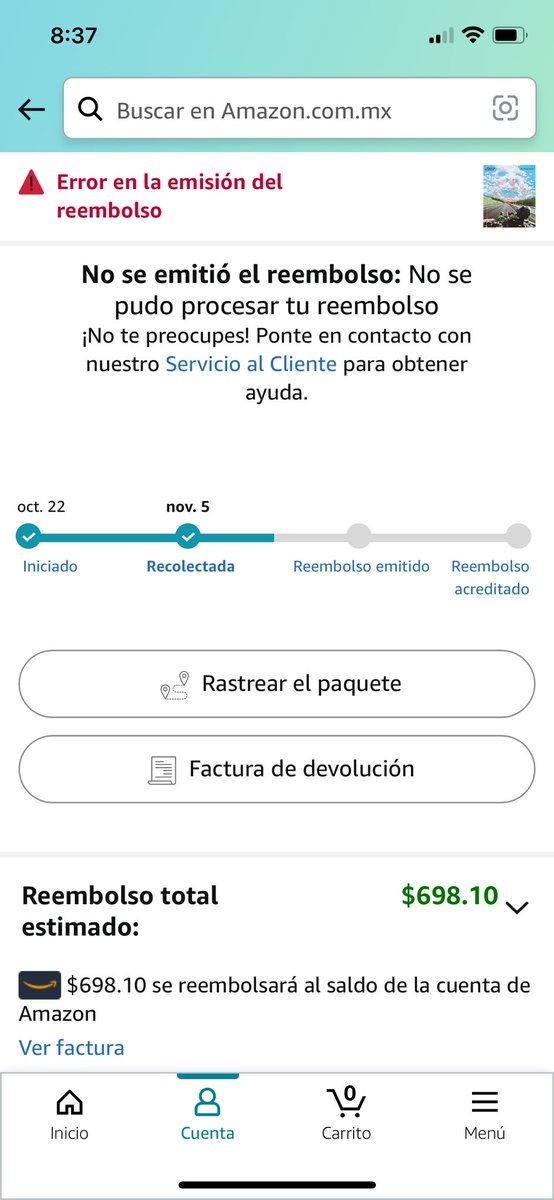 AlejandroPinpon's tweet photo. @amazonmex  no dar devolución es #robar ya va más de un mes y no me dan respuesta ni reembolso y el artículo ya se de devolvió #Ayuda no dejemos que se permita el robo https://t.co/2KwyNgV8ST