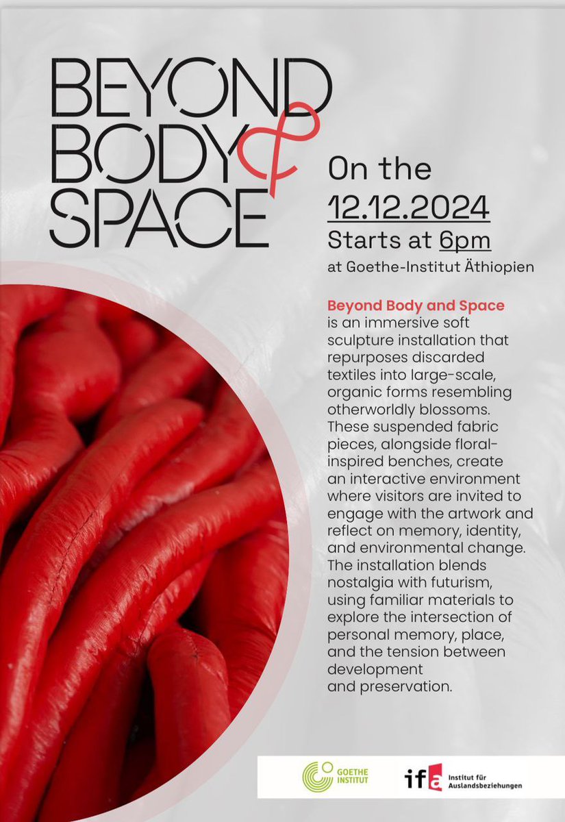 BEYOND 
BODY &amp; 
SPACE 

An art exhibition by 
Alebel Desta and 
Isabel Tesfazghi 

<a href="/goetheinstitut/">goetheinstitut</a> <a href="/AlebelDestaCAE/">Alebel Desta Consulting Architects and Engineers</a>