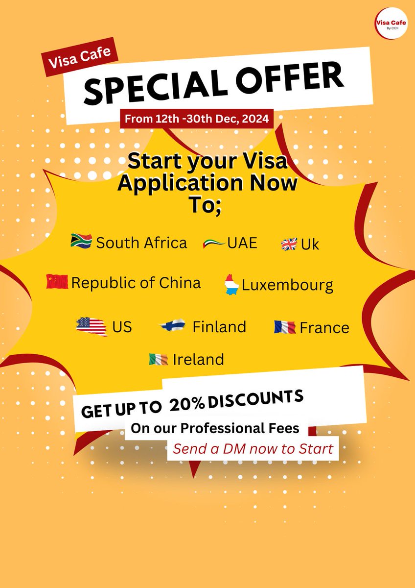canadachoice1's tweet photo. We have a SPECIAL OFFER made just for you🎊!

Get up to 20% discount on our professional fees from the 12th - 30th of December 2024.

Hurry now!! Send us a DM and Have a splendid Christmas🎅🏻🎊. (T &amp; C applies)
#canadachoiceimmigrationinc #visacafe #visaservices #visaconsultants https://t.co/rBQcOlrxRt