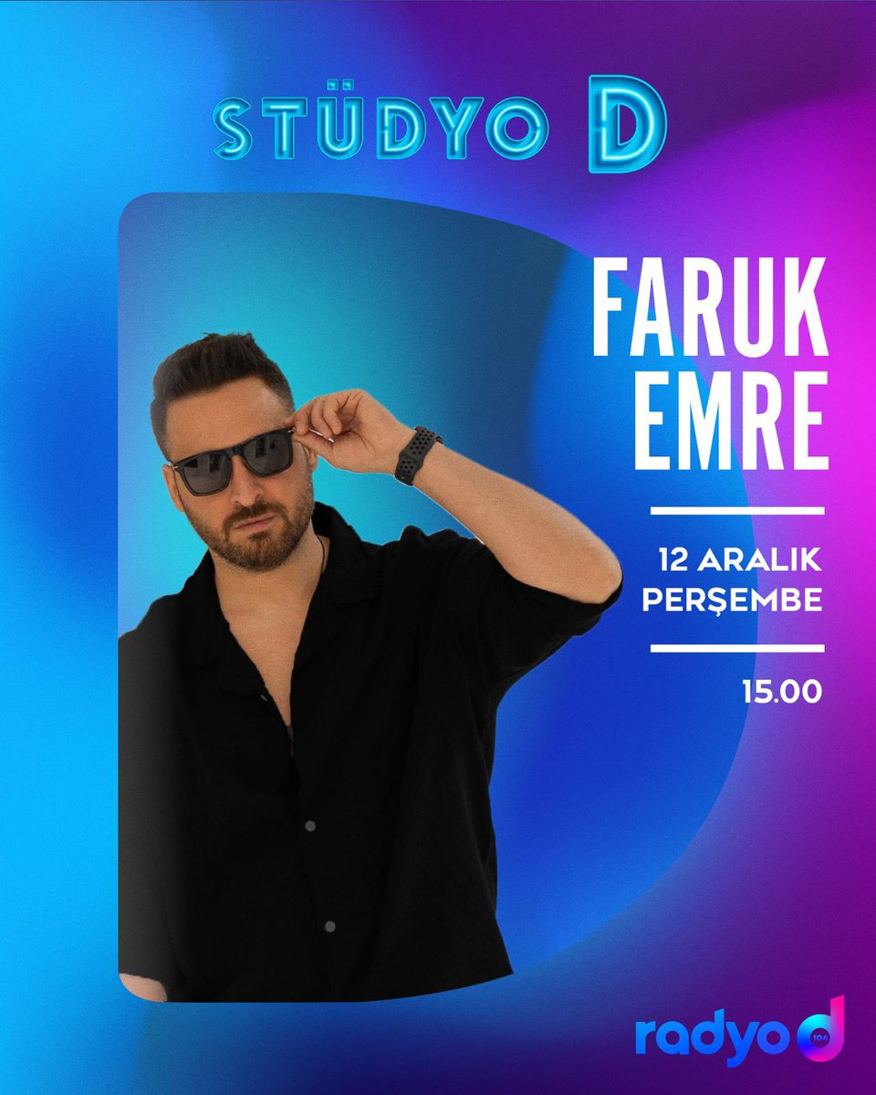 RadyoD104's tweet photo. Fatih Uslu'nun #StüdyoD'deki konuğu Faruk Emre! 🤩

12 Aralık Perşembe saat 15.00'te #RadyoD'de! 💜 https://t.co/UxOtx210aK