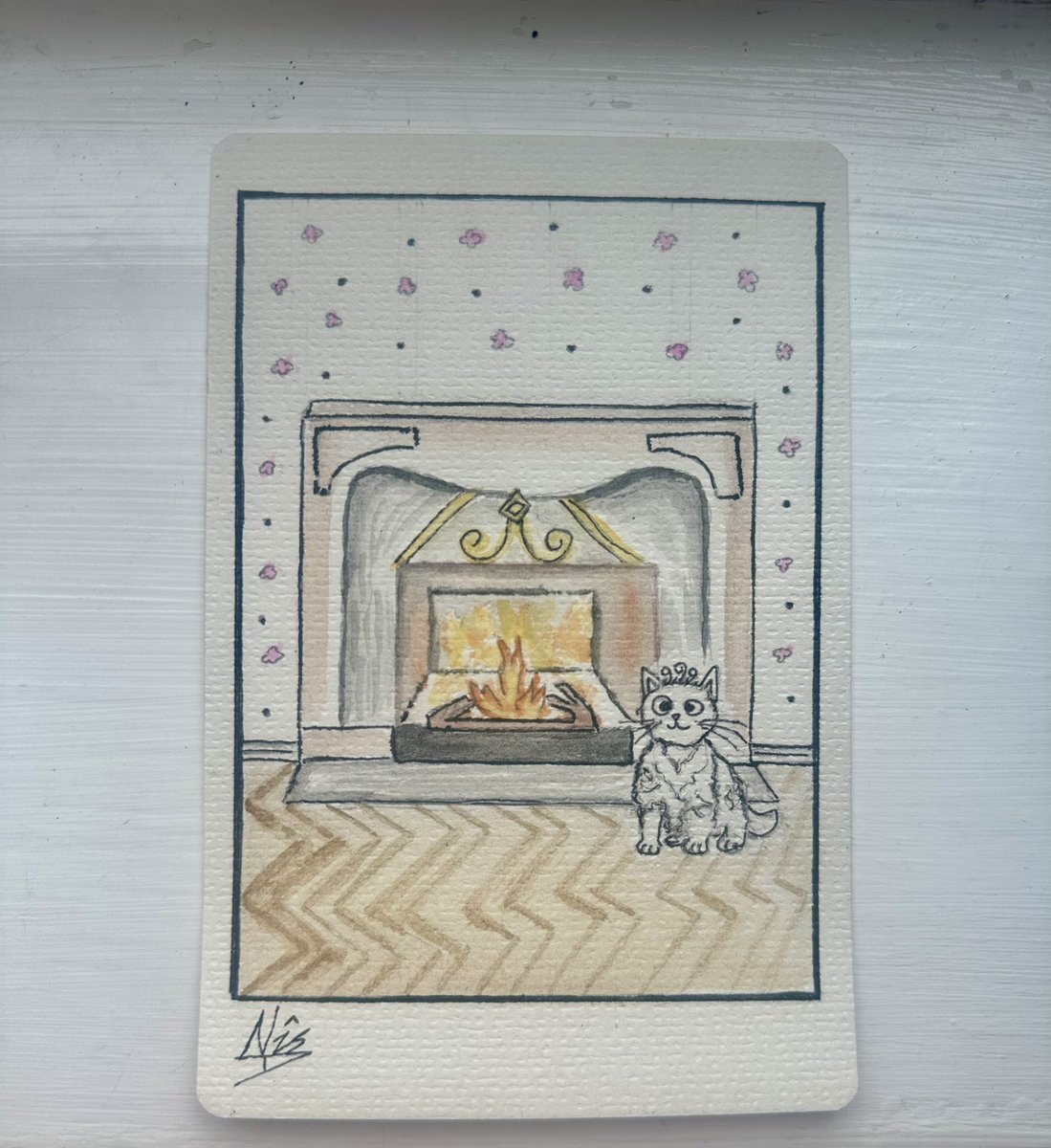 thecatdirect's tweet photo. Fireplace 🔥🐈
Handmade original watercolour painting, 10x15cm on card 

#cat #cats #art #painting #watercolorpainting #watercolour #catart #fireplace #homesweethome #kitty #kitten #curlycat https://t.co/7ohVNHnqNX