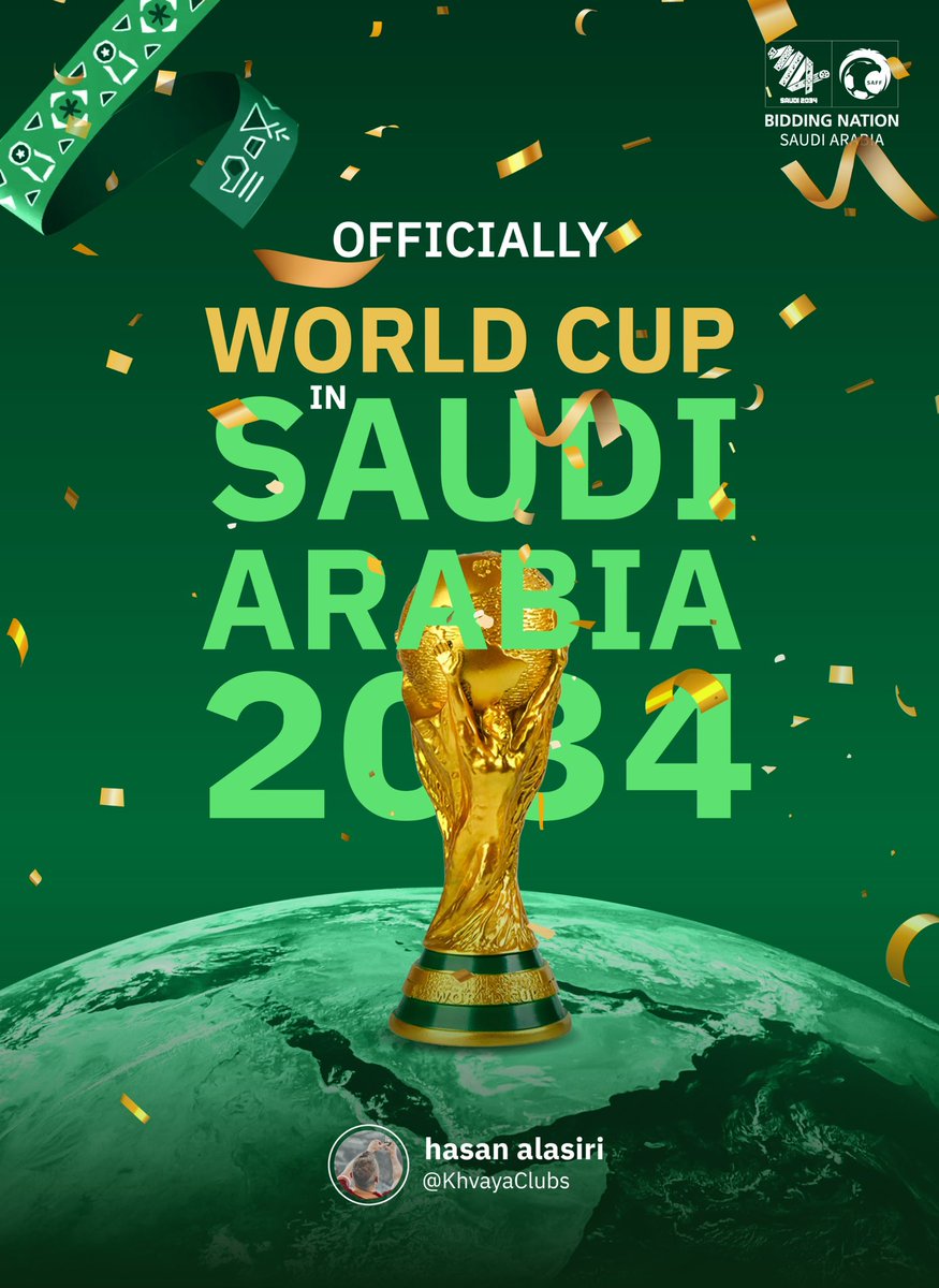 KhvayaClubs's tweet photo. World Cup 2034 in Saudi Arabia 🇸🇦🇸🇦

#GrowingTogather https://t.co/OCBRjQcEgU