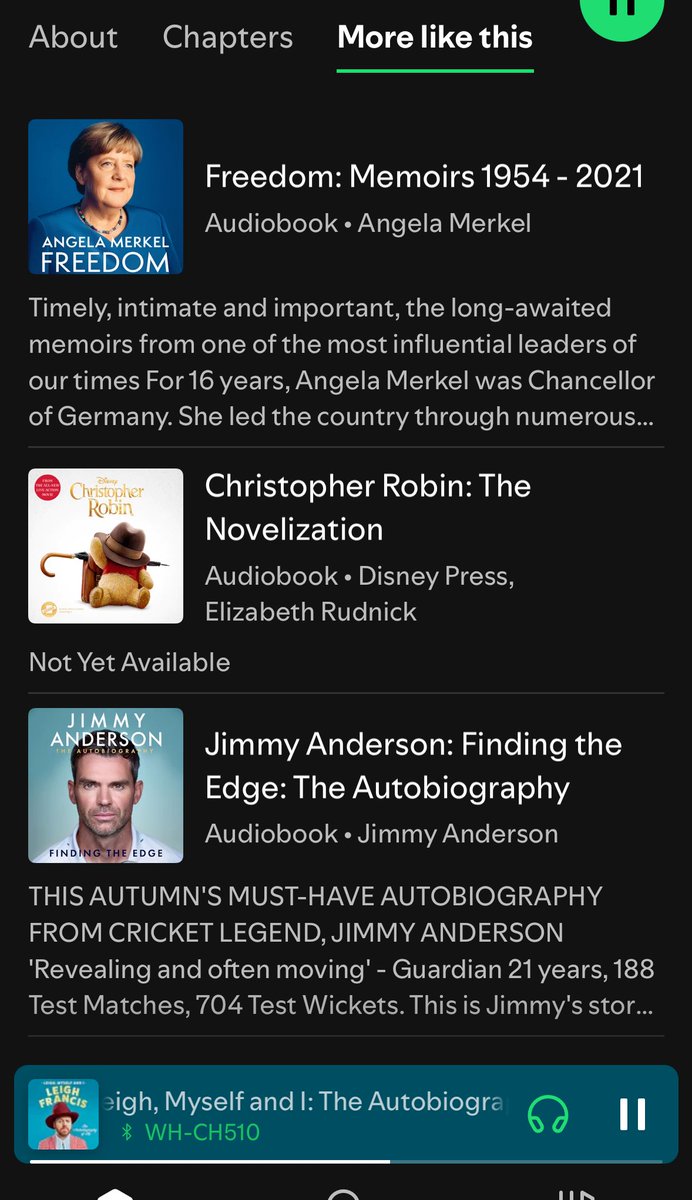 AdamWhiting22's tweet photo. @LeighFrancis just finished your book! Nice to learn about the man behind so many masks 😁👍🏻. Not sure about the more like this recommendations on Spotify 🧐🤷🏻‍♂️🤣 https://t.co/MLLzUMmt79