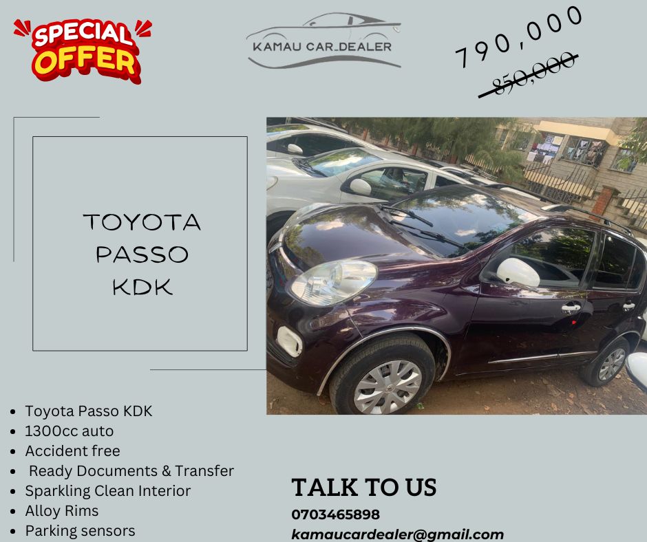 tdAutolink's tweet image. TOYOTA PASSO 2015 MODEL
1300cc,  auto
Sparkling Beige Interior
Location: Ngara
Asking 790k slightly negotiable!

Looking for a car that fits your budget, fuel-efficient, and comfortable? This Toyota Passo has it all!

0703465989 for more information

#EndFemicideKE