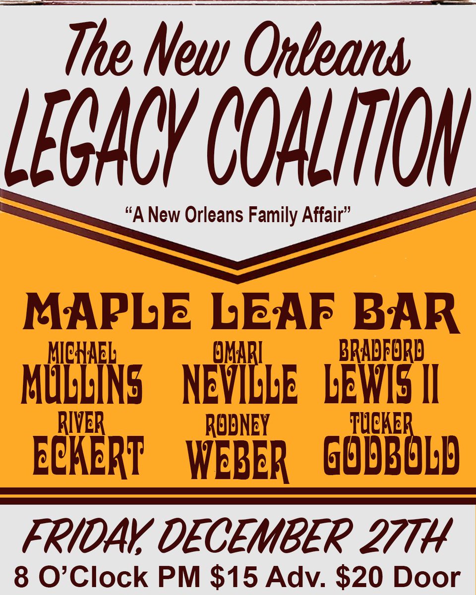 ONeVILLE_'s tweet photo. OHHHHH SNAP IM A THE MAPLE LEAF WIT THE NEW ORLEANS LEGACY COALITION DEC 27TH🚨🚨🚨🚨🚨
‼️‼️‼️‼️‼️‼️‼️‼️‼️‼️‼️‼️‼️
THE NEXT GENERATION OUTSIDE
UKNOWWWWWWWWWWWWW🤝🏾
#Neville #Legacy #OwnMotion #TheVillage https://t.co/rWCf62aV4T