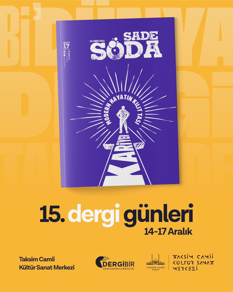 Sade Soda, 15. Uluslararası Dergi Günleri’nde sizleri bekliyor!
<a href="/sadesodadergi/">Sade Soda Dergisi</a> 

📌15. Uluslararası Dergi Günleri, 14-17 Aralık tarihleri arasında Taksim Camii Kültür Sanat Merkezi’nde!

#bidunyadergitaksimde