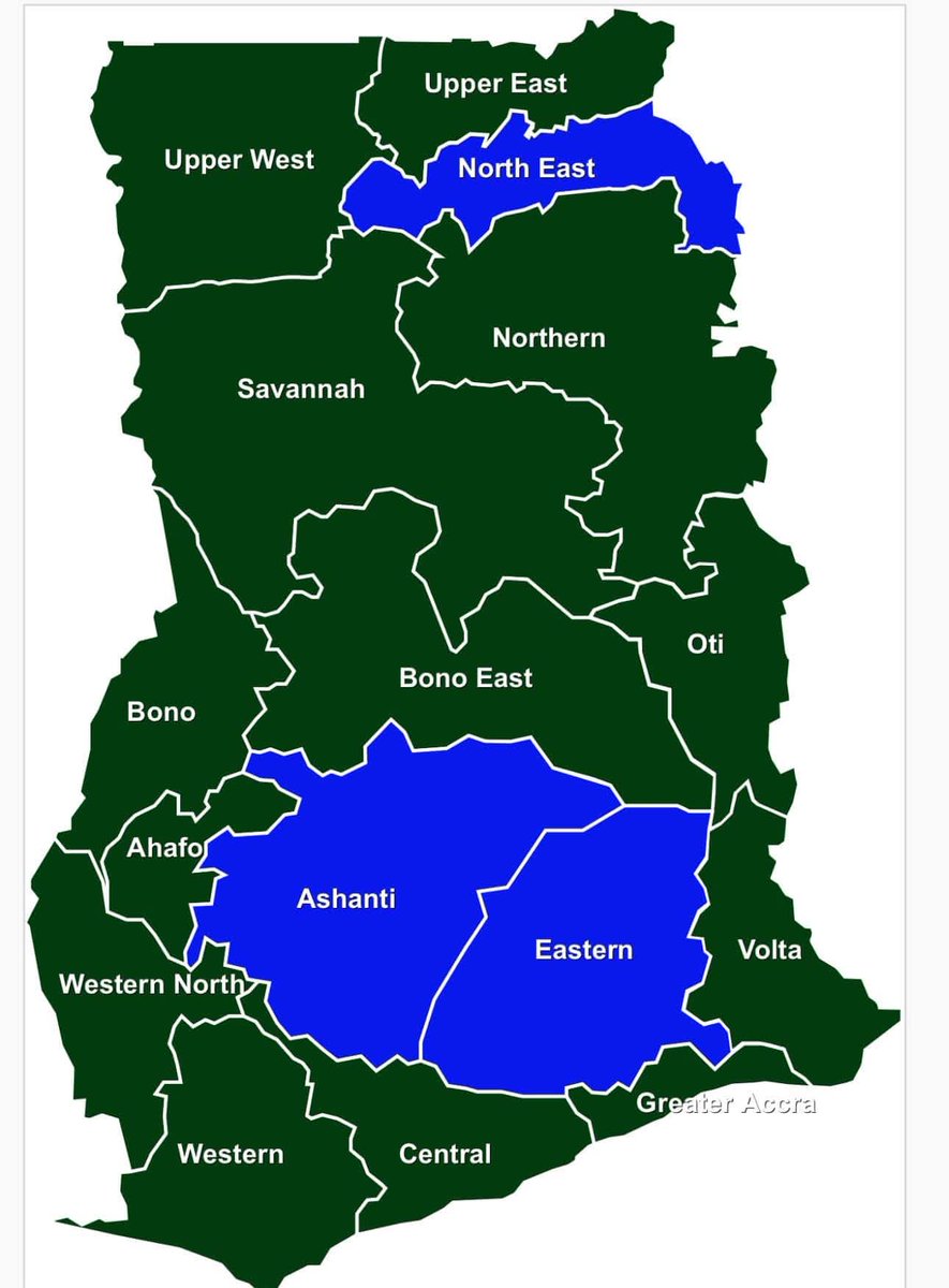 A foreigner will think this is a map showing Ghana's Forest reserves &amp; Water bodies...

🤪😂

#transitionteam #elections2024 #ghanadecides #ghanaelections #Ghanamap