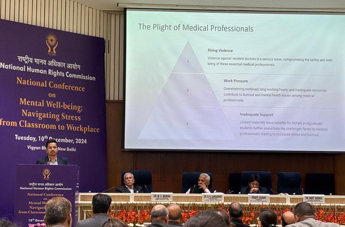 FordaIndia's tweet photo. Privileged &amp; honoured to have represented issues plaguing the #residentdoctor community on an international platform at the #MentalHealth day celebrations at #Vigyanbhawan by @India_NHRC 

The function was presided &amp; inaugurated by Hon’ble @rashtrapatibhvn. 
@ANI @PTI_News @ndtv https://t.co/CNwZzCUj28