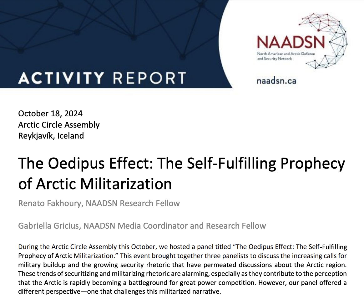 Or if you attended <a href="/_Arctic_Circle/">Arctic Circle</a>, you would have wanted to attend <a href="/RenatoFakhoury/">Renato Fakhoury</a> and <a href="/ModernFledgling/">Gabriella Gricius</a>'s panel on the self-fulfilling prophecy of Arctic #militarization 

naadsn.ca/wp-content/upl…