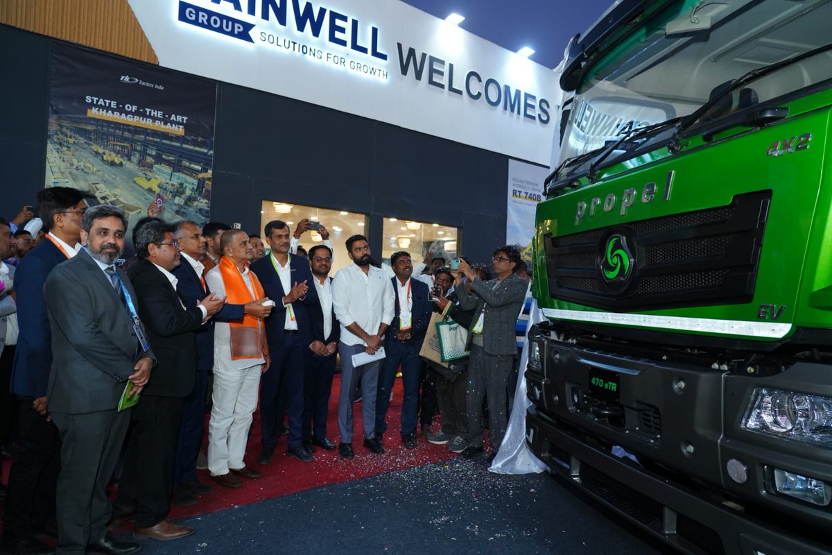 BjpVarma's tweet photo. Proud to unveil @propelind's indigenously designed fully electric haulage trucks at BAUMA CONEXPO, New Delhi . Following their acclaimed electric dumper truck at EXCON Bengaluru, this innovation strengthens India's leadership in green technology.

Such advancements showcase India's prowess in sustainable tech, reducing emissions while boosting efficiency. A big step toward an eco-friendly, Atmanirbhar Bharat.

@MHI_GoI