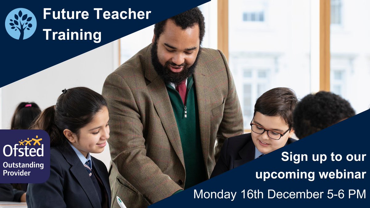 Considering a career in teaching? Train with Future Teacher Training and take the first steps towards making a difference.

Find out more about our SCITT programme at our upcoming webinar:
📅 Monday 16th December 
🕔5-6PM 
👉forms.office.com/r/ih8rmuttQW

#teachertraining