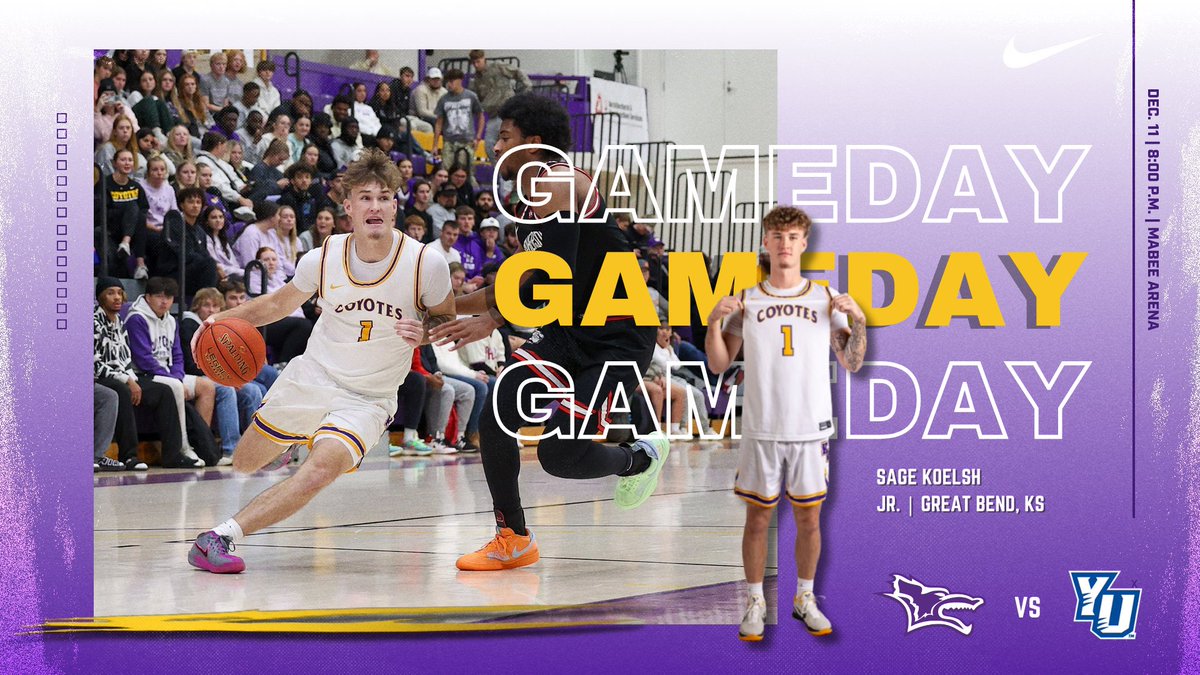 LAST HOME GAME OF 2024

🆚 York 
⏰ 8:00 P.M.
📍 Mabee Arena 
📺 KCAC Network 

🐺🤘🏽

#RollYotes #NAIAHoops
