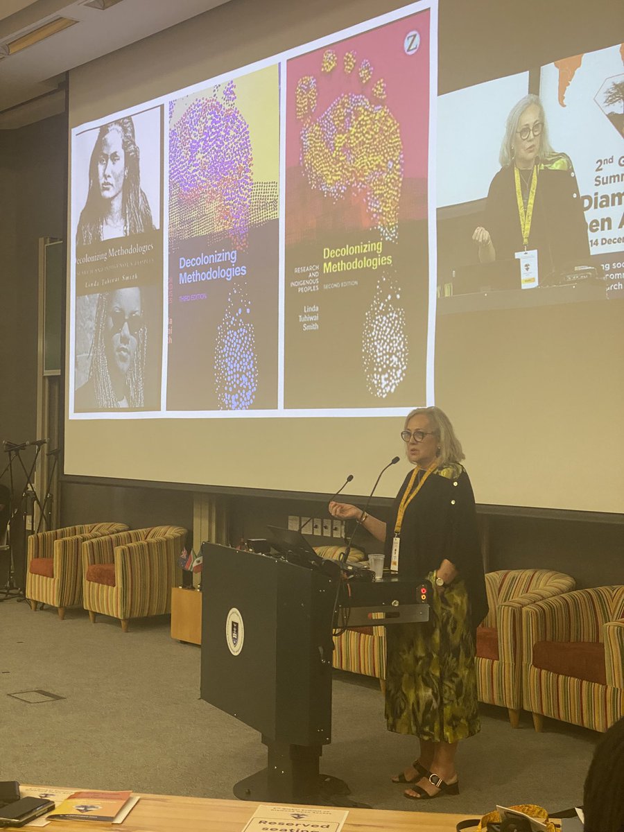 In the keynote address, Prof. Linda Tuhiwai Te Rina Smith also touches on her book 'Decolonizing Methodologies'.