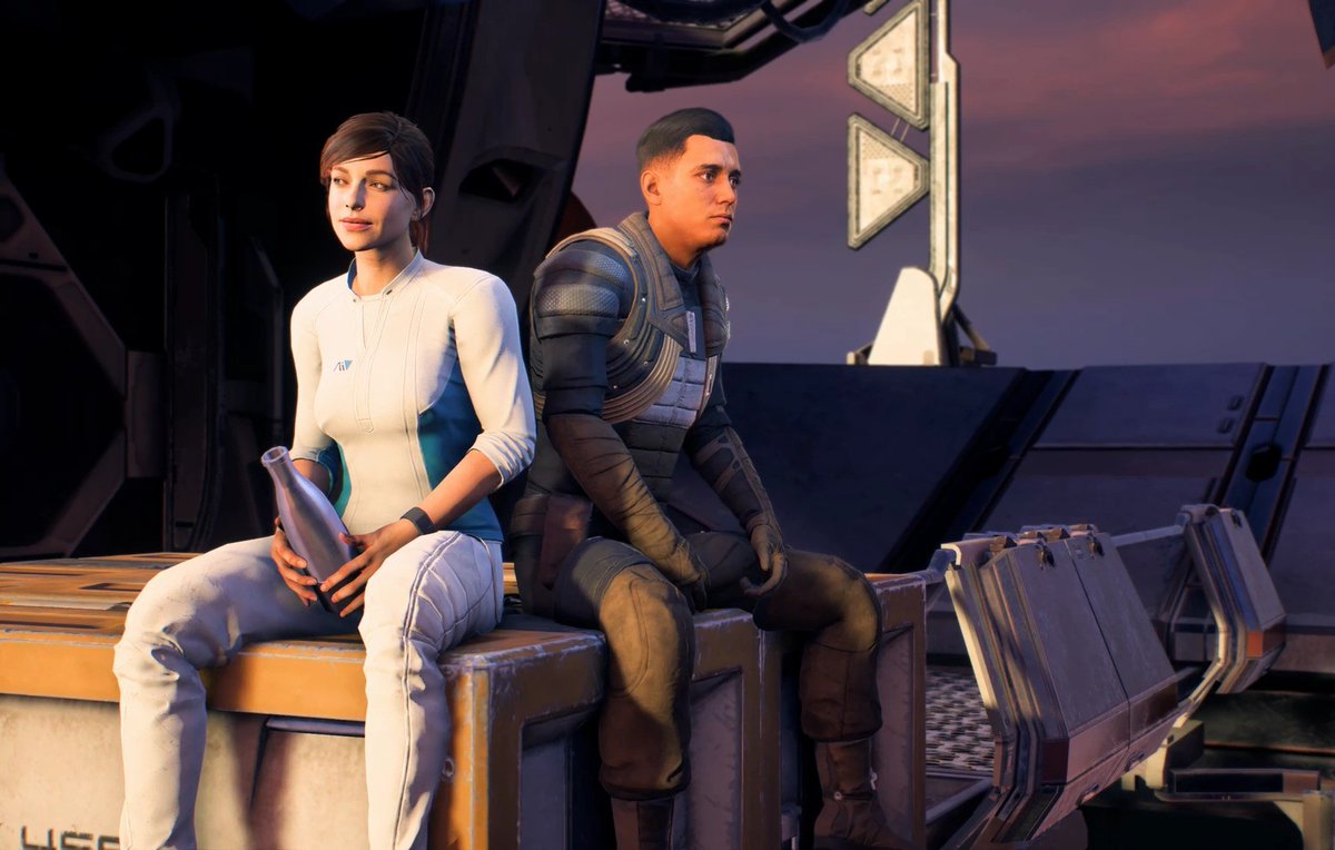 twogirlsoneship's tweet photo. Whiskey technically doesn't age in the bottle like wine does, and I'm not sure how good 645 year old whiskey that is in a metal bottle would taste. But, it's the thought that counts? -V
Art: Mass Effect Andromeda screen shot
#masseffectandromeda #reyesvidal #tgos https://t.co/cwAa84ClGc