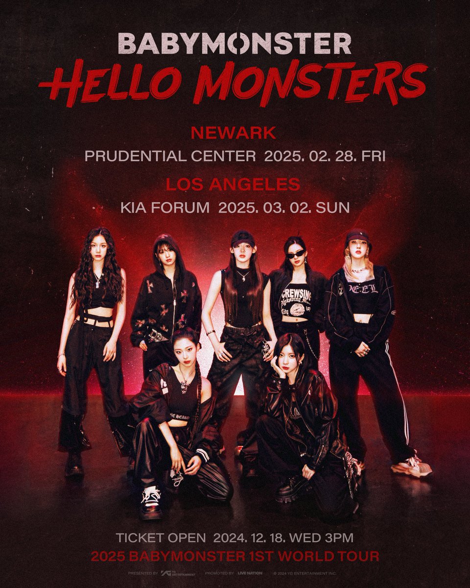 2025 #BABYMONSTER 1st WORLD TOUR &lt;HELLO MONSTERS&gt; IN NORTH AMERICA

▶ 2025.02.28(FRI) : NEWARK
▶ 2025.03.02(SUN) : LOS ANGELES

#베이비몬스터 #1st #WORLD_TOUR #HELLO_MONSTERS #NORTH_AMERICA #YG
