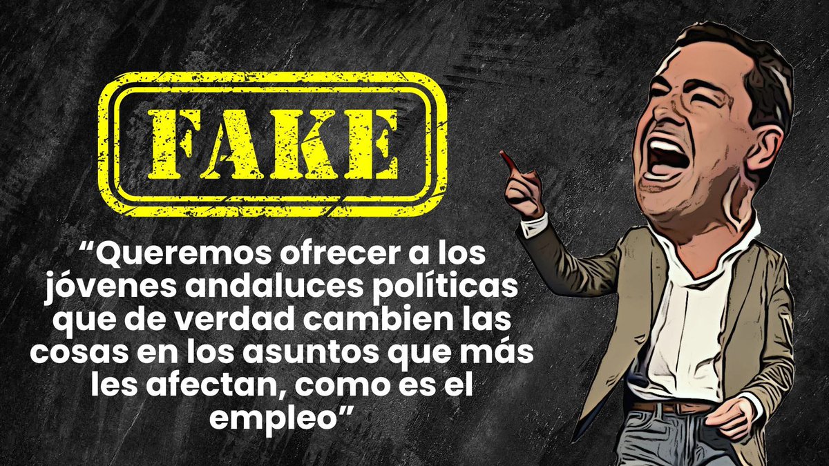 PSOEADRA's tweet photo. ‼️ Dice Moreno Bonilla que quiere ofrecer a los jóvenes andaluces políticas que de verdad cambien las cosas en los asuntos que más les afectan, como es el empleo.

❌ES FALSO. 

👉 Su Plan de Empleo Juvenil llega tarde y mal: es un corta y pega de otros programas. 

#DebateAND https://t.co/Q5lz0eaa43