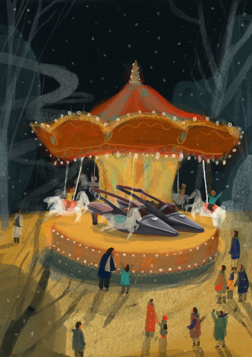A ride with elegance: Maison Kitsuné Leather Pointy Sling Back take center stage on the carousel of dreams

Illustration by Phuong Nhung
#MaisonKitsune