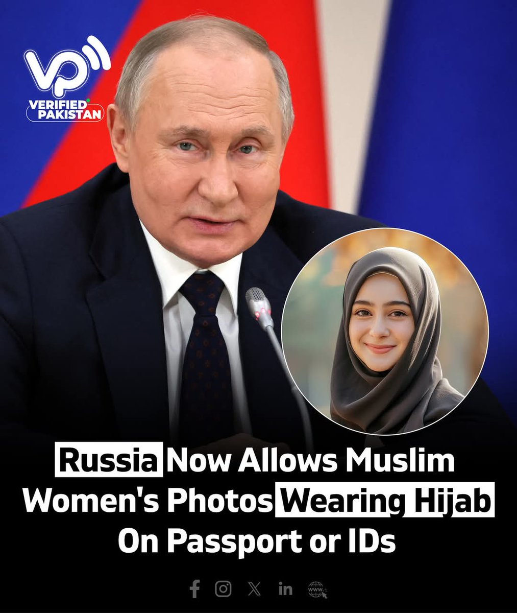 ferdinandoiu's tweet photo. La Russia accetta il velo e l’hijab nelle foto tessera.

Da maggio 2024, Mosca ha allentato le norme che coprono le richieste di cittadinanza da parte di cittadini stranieri e consentirà l'hijab nelle fotografie dei passaporti e documenti d'identità.

Putin e i "valori cristiani".