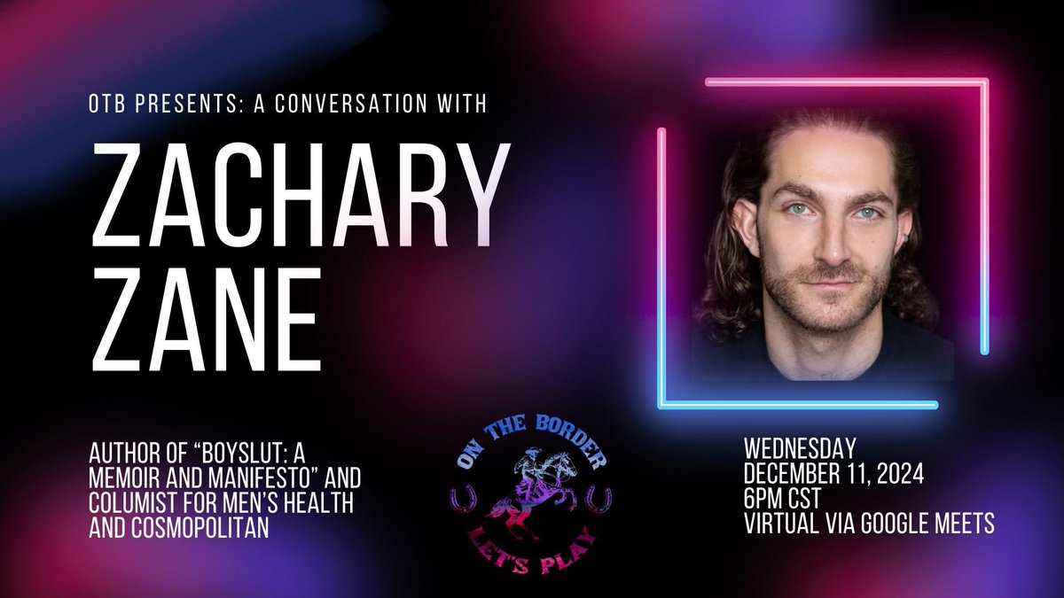 OnTheBorderLS's tweet photo. 🚨🚨 TONIGHTS THE NIGHT!! 🚨🚨
Registration Link: https://t.co/EB8LGzyX0A

Join us for an engaging virtual Q&A with Zachary Zane, the acclaimed author of "Boyslut: A Memoir and Manifesto", on December 11, 2024, at 6 PM CST. In this exclusive event, Zachary will delve into the themes of his provocative memoir, offering insights into his experiences and the cultural conversations surrounding sexuality and identity.

As a self-proclaimed "Boyslut," Zachary challenges societal norms and embraces a candid exploration of desire, relationships, and self-acceptance. Attendees will have the opportunity to hear his thoughts on navigating the complexities of modern sexuality and the importance of authenticity in a world often bound by judgment.

This interactive session will allow participants to ask questions, share their perspectives, and engage directly with Zachary. Whether you're familiar with his work or new to the conversation, this event promises to be enlightening and inspiring.

Don't miss this chance to connect with Zachary Zane and explore the vibrant narratives that shape our understanding of love, lust, and liberation. Mark your calendars and prepare for an evening of thought-provoking dialogue!

🗓️Date: December 11, 2024 
🕰️Time: 6 PM CST 
🔗Link: https://t.co/EB8LGzyX0A

💸💸 BONUS!!! If you show proof of purchase of "Boyslut", you will get $15 off any future OTB party or event. DM for details💸💸

We look forward to seeing you there!

#instadaily #instagram #insta #otb #polyamorous #polyamorousrelationship #hotwife #stag #swingevents #pineapple🍍 #lifestyle #insta #thelifestyle #nonmonogamy #nonmonogamous #NonMonogamyVisibility #nonmonogamousrelationship #nonmonogamouspride #nonmonogamieetiche #zacharyzane #boyslut #boyslutbook