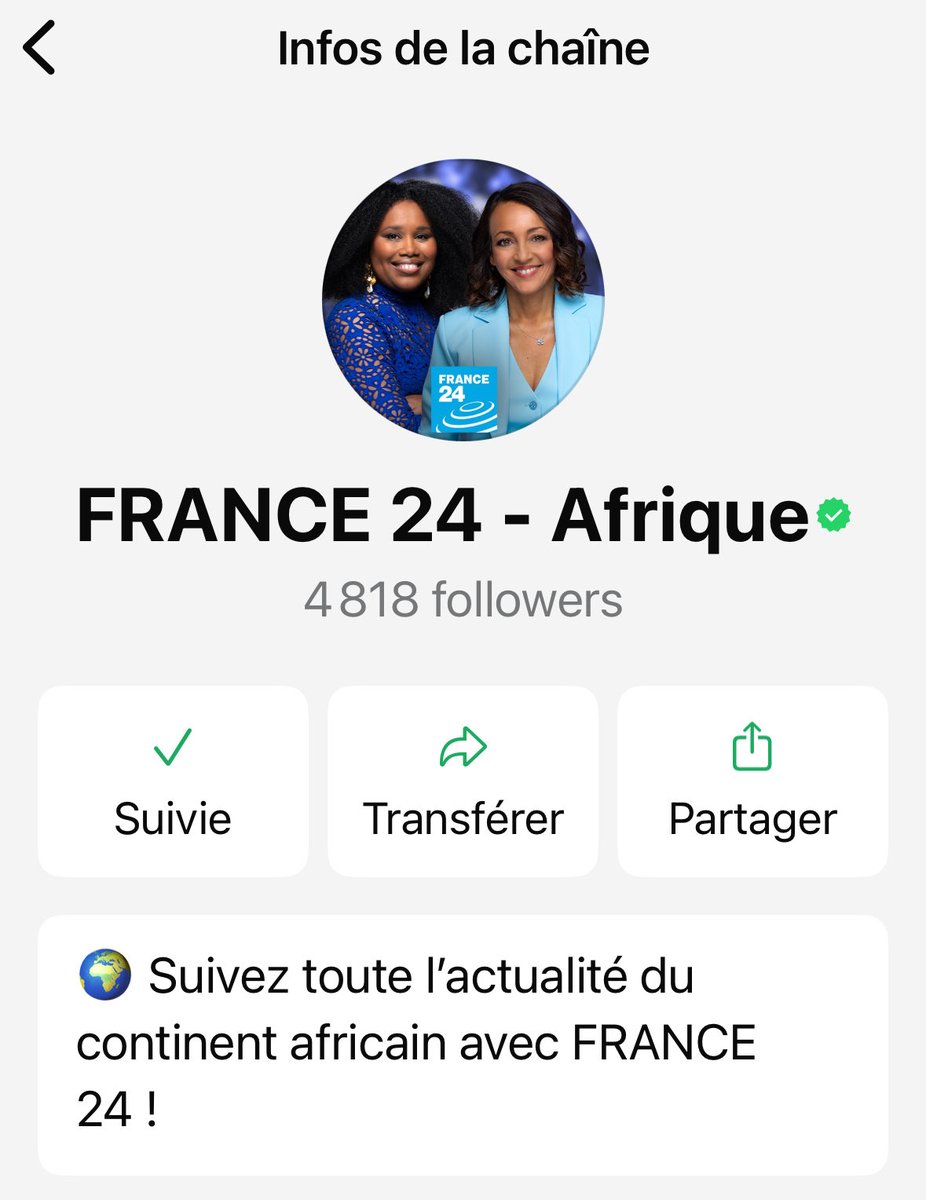 N’hésitez pas à vous abonner sur notre chaîne Whatsapp si vous souhaitez suivre de près l’actualité africaine. ⁦@JTAfrique⁩ ⁦<a href="/fatimatawanef24/">Fatimata Wane-Sagna 🦋</a>⁩ ⁦<a href="/CeliaCaracena/">Célia Caracena</a>⁩ ⁦<a href="/Kalidoo/">Kalidou SY</a>⁩ ⁦<a href="/StephaneBALLONG/">BALLONG</a>⁩ ⁦<a href="/Sylvain_Mornet/">Sylvain Mornet</a>⁩