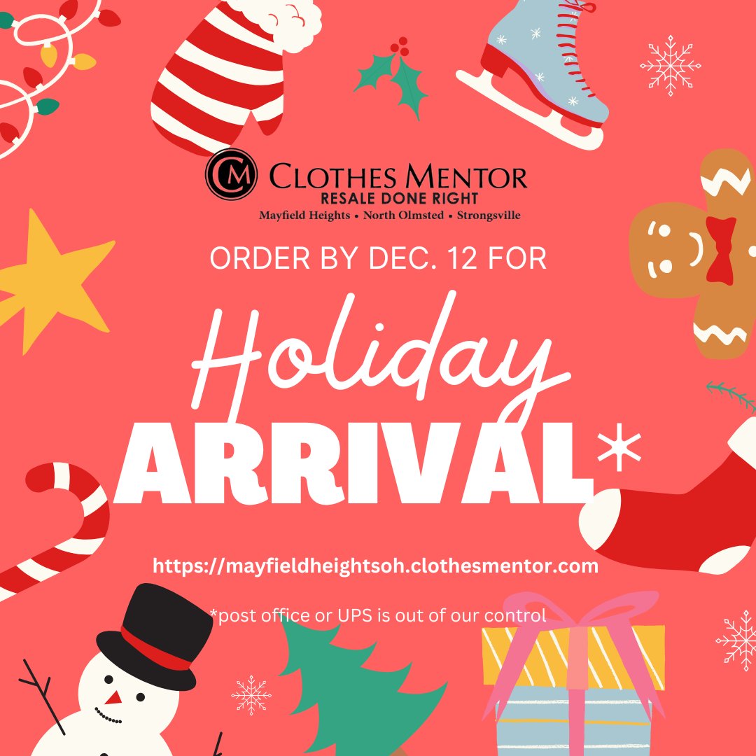 Last Day to get it shipped for Holiday Delivery! mayfieldheightsoh.clothesmentor.com
