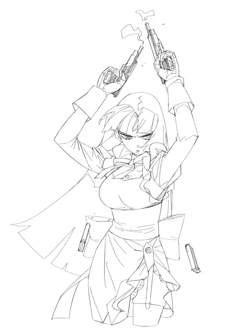 #今年も残りわずかなので今年一番伸びた絵を貼る 

cm で描いた戦闘メイドさん 