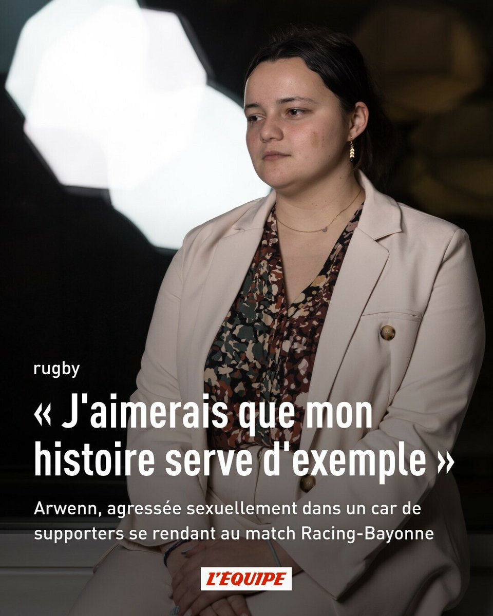 Agressée sexuellement dans un car de supporters se rendant au match Racing-Bayonne en mai dernier - l'auteur des faits a été condamné en correctionnelle il y a trois semaines -, Arwenn souhaite que son affaire ne soit pas oubliée
➡️ l.lequipe.fr/E8