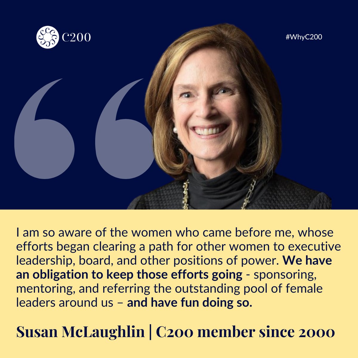 committeeof200's tweet photo. 📢Susan McLaughlin | C200 Member since 2000

Building support systems for #WomenInBusiness has never been more important. This is what C200 has provided to our members and wider community of businesswomen for over 40 years. Learn more ➡️ https://t.co/JdFrzFrCea https://t.co/5n29v0Nfp8