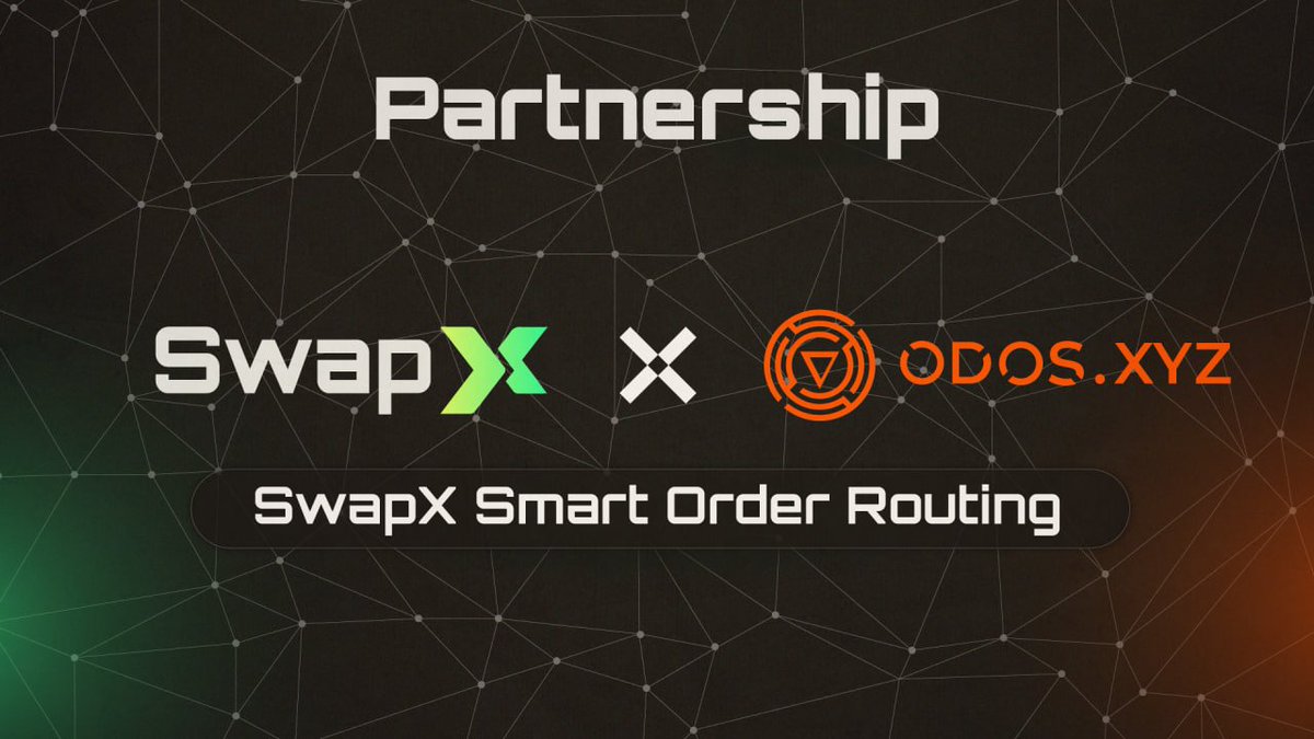 Exciting News: SwapX x ODOS Partnership! 🚀  

We’re partnering with <a href="/odosprotocol/">ODOS</a>  a platform that helps users get the best token swap rates by searching across multiple decentralized exchanges (DEXs) and liquidity sources. With Odos’s advanced smart order routing, this