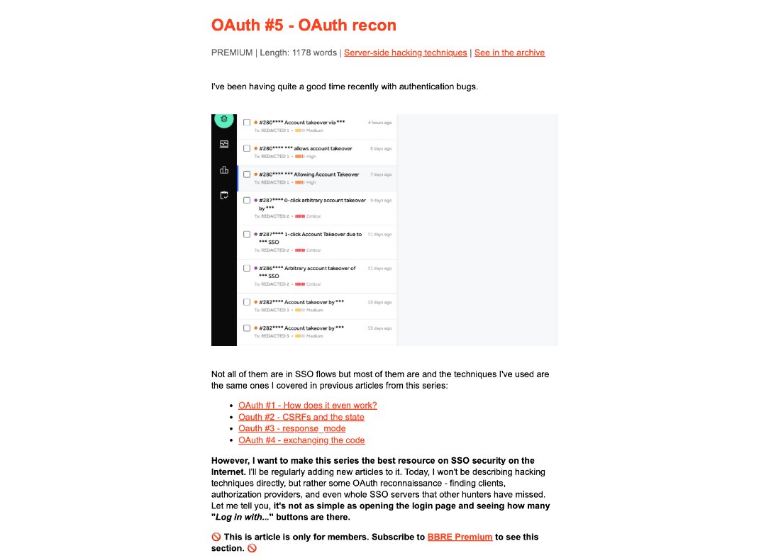gregxsunday's tweet photo. OAuth #5 - OAuth recon

#BBRENewsletter85 https://t.co/zfgl5D4Vqa