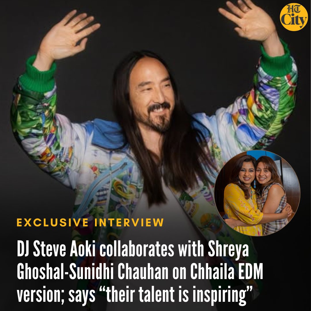 HT City (@htcity) on Twitter photo World-leading DJ #SteveAoki has collaborated with singers #ShreyaGhoshal and #SunidhiChauhan, and composers #SalimSulaiman to come up with an EDM version of their single Chhaila.
hindustantimes.com/htcity/cinema/…
✍️ <a href="/soumyavajpayee/">Soumya Vajpayee</a>
<a href="/steveaoki/">Steve Aoki</a> <a href="/shreyaghoshal/">Shreya Ghoshal</a> <a href="/SunidhiChauhan5/">Sunidhi Chauhan</a> World-leading DJ #SteveAoki has collaborated with singers #ShreyaGhoshal and #SunidhiChauhan, and composers #SalimSulaiman to come up with an EDM version of their single Chhaila.
hindustantimes.com/htcity/cinema/…
✍️ <a href="/soumyavajpayee/">Soumya Vajpayee</a>
<a href="/steveaoki/">Steve Aoki</a> <a href="/shreyaghoshal/">Shreya Ghoshal</a> <a href="/SunidhiChauhan5/">Sunidhi Chauhan</a>
