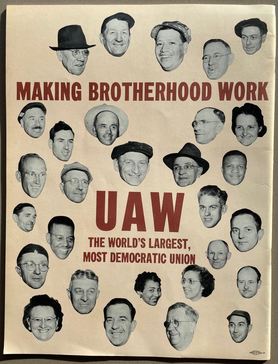 Member's faces on the back cover of a 1940s issue of Ammunition magazine, a UAW publication for union stewards and officers. From our archives at the Walter P. Reuther Library via <a href="/UAW_Archivist/">UAW Archivist</a>.