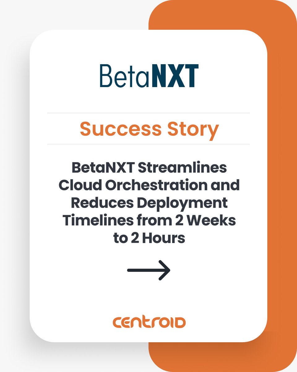 future_proofing's tweet image. Centroid and #BetaNXT have turned the impossible into reality—what once took months now takes just 2 hours!

Read the success story to discover how we drastically reduced #clouddeployment times: centroid.com/customer_stori…

Dive deeper with our podcast: centroid.com/resources/conv…

#OCI