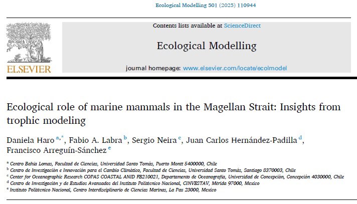 cbahialomas's tweet photo. NOVEDADES CIENTÍFICAS

Dra. Daniela Haro de CBL -junto a investigadores de diferentes centros- acaban de publicar estudio sobre el rol ecológico de los mamíferos marinos en el Estrecho de #Magallanes.  Está muy interesante 🤓

✔️Proyecto FONDECYT Postdoctorado N°3210475 https://t.co/cFvRqLZV9l