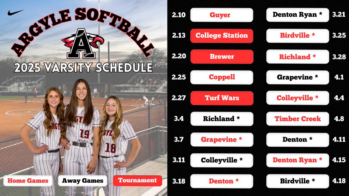 Argyle HS Softball (@argylesoftball) on Twitter photo MARK YOUR CALENDARS!! T minus 2 months until the first official game day!! <a href="/ArgyleISD/">Argyle ISD</a> <a href="/ArgyleSports/">Argyle Eagles Booster Club</a> MARK YOUR CALENDARS!! T minus 2 months until the first official game day!! <a href="/ArgyleISD/">Argyle ISD</a> <a href="/ArgyleSports/">Argyle Eagles Booster Club</a>
