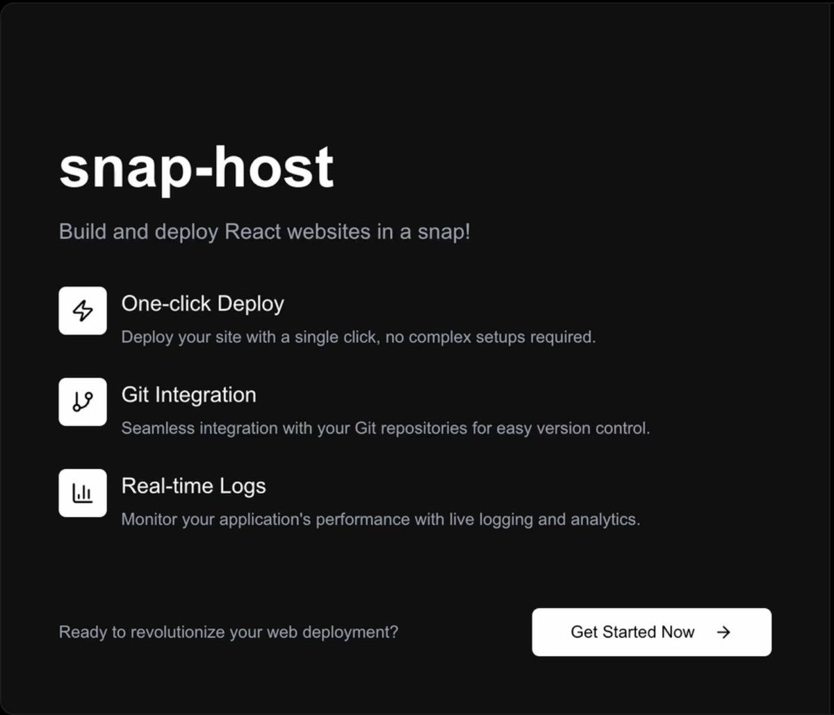 rishabh_gurbani's tweet photo. 🚀 Excited to introduce Snap-Host: A one-click deploy solution for web apps!
✨ Deploy apps seamlessly with GitHub integration
🔒 Secure &amp; isolated build environments
☁️ Cloud-hosted with custom subdomains
Built with NextJS, ECS, Kafka &amp; more.
Walkthrough: https://t.co/ndzvXyDylV https://t.co/4yaG2Nlzbf