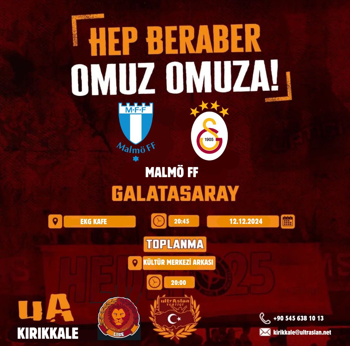 Galatasarayımızın Avrupa Liginde malmö ile karşılaşmasını hep birlikte omuz omuza izliyoruz.