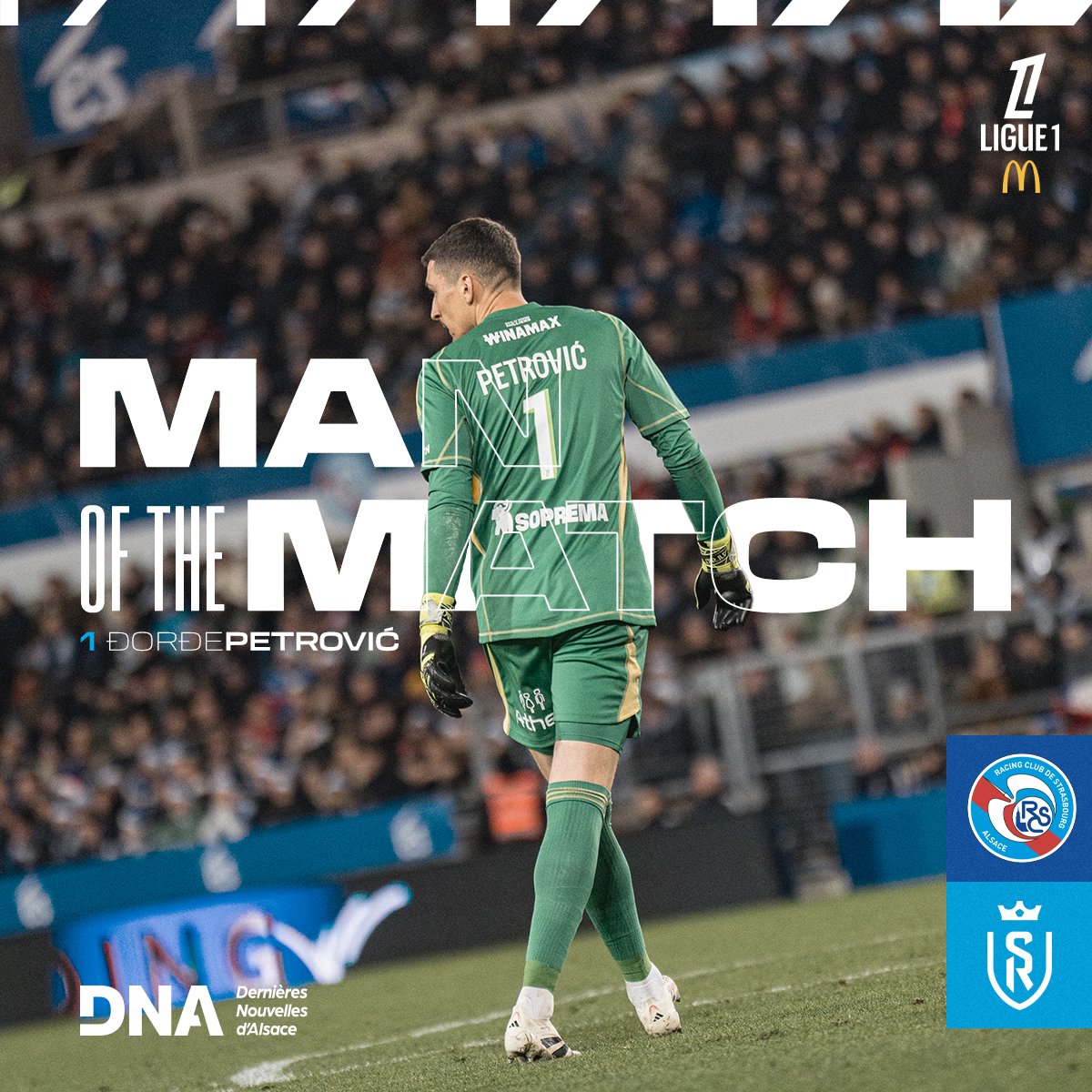 RCSA_English's tweet image. Who else? After a clean sheet on Sunday, Đorđe Petrović was your Man of the Match for #RCSASDR